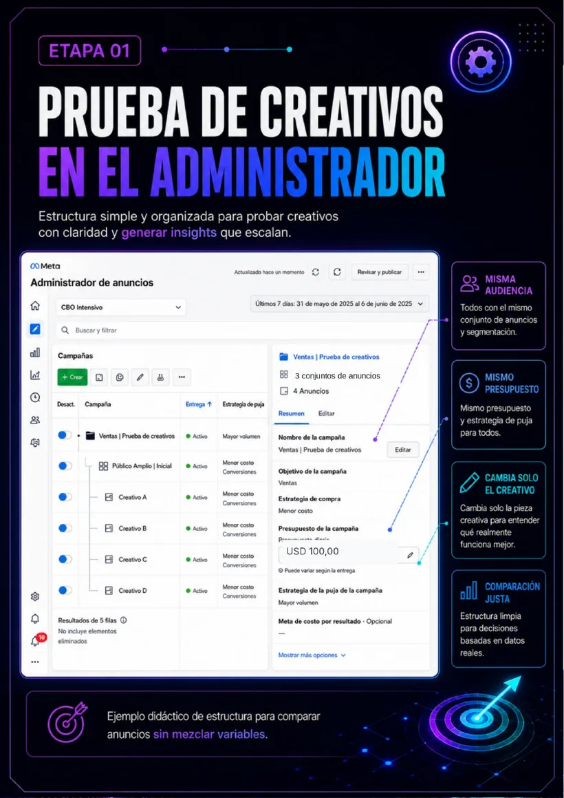 Prueba de creativos en el Administrador